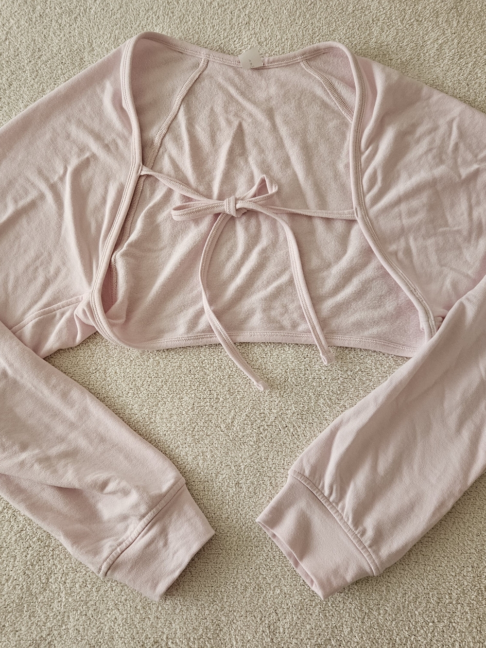 Lululemon Becalm Light Pink Tie-Front Crop Shrug Size Small